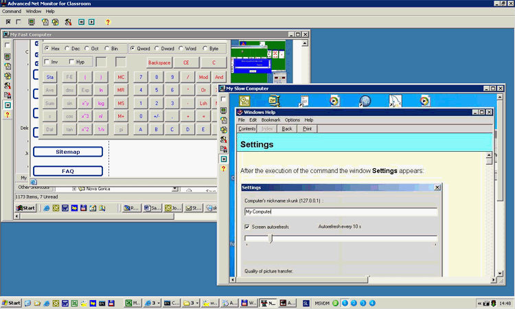 Advanced Net Monitor for Classroom - It displays the screens of remote computers.